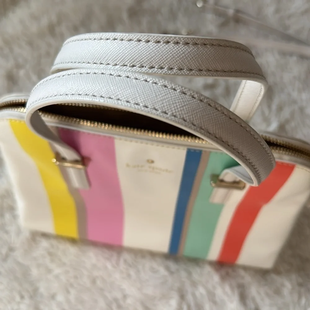 👜 Rare!! Kate spadeNY Cedar Street Multi Stripe Maise Satchel bag crossbody/tote